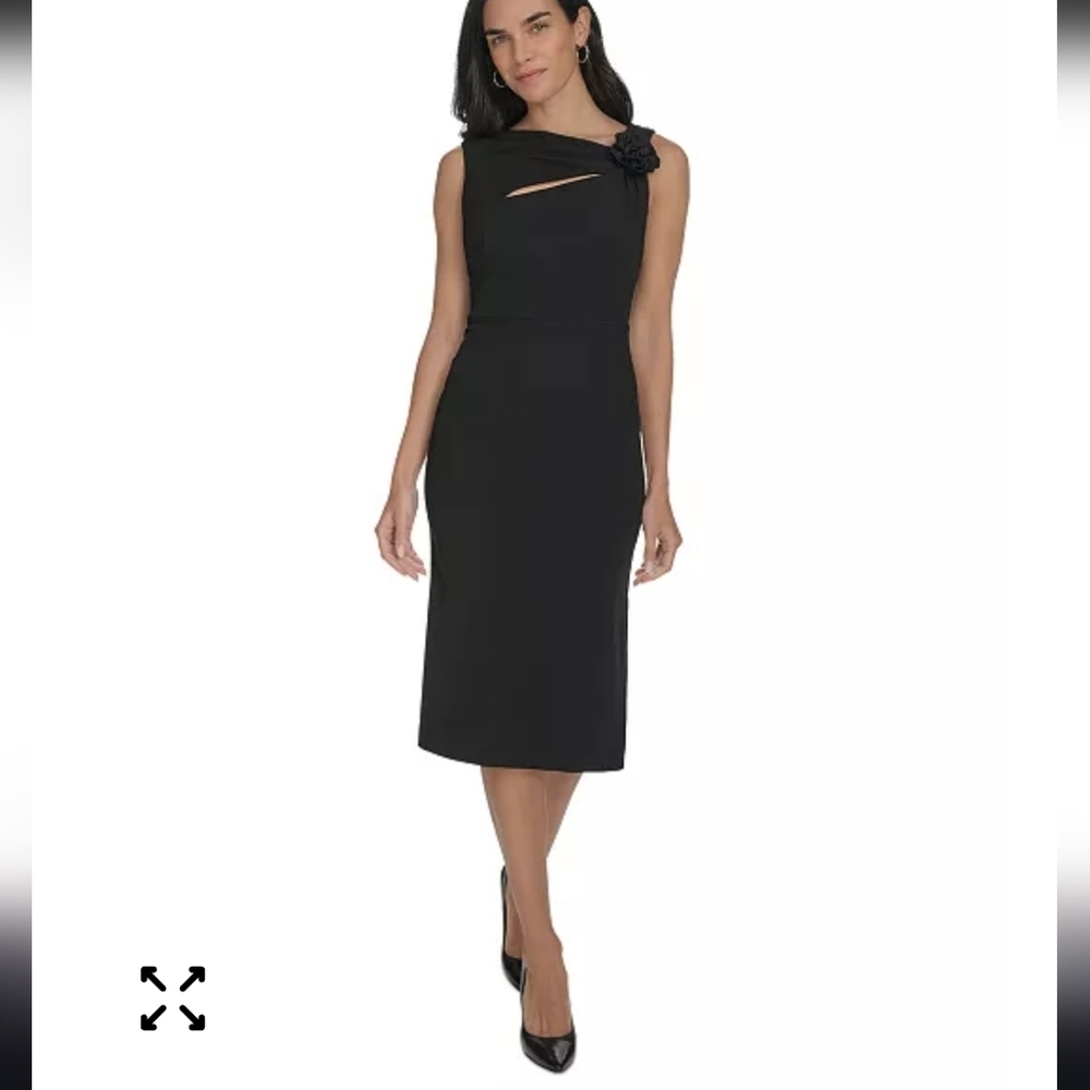 Calvin Klein Women Asymmetric-Neck Sleeveless Sheath Dress Sz 12 Rose Cocktail